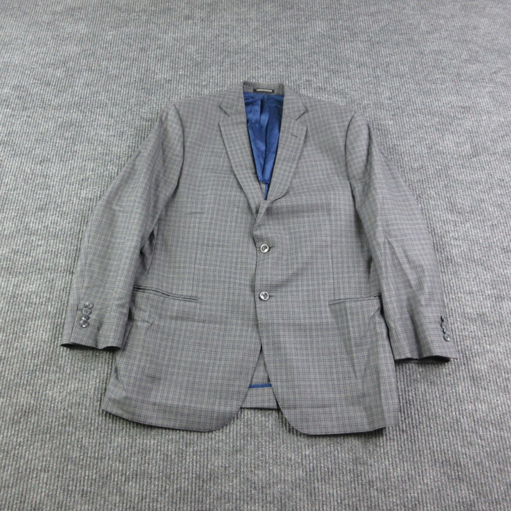 J. Hilburn Suit Jacket Mens 46 Gray Wool Tweed Single-Breasted Notch Lapel